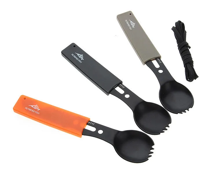 Outdoor Spoon Fork Knife Set Whistle Camping Tool