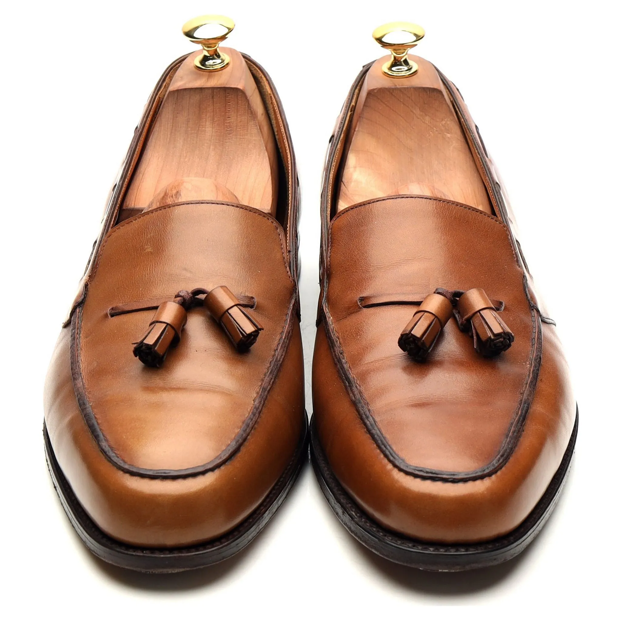 'Palumbo' Brown Leather Tassel Loafers UK 10.5 E