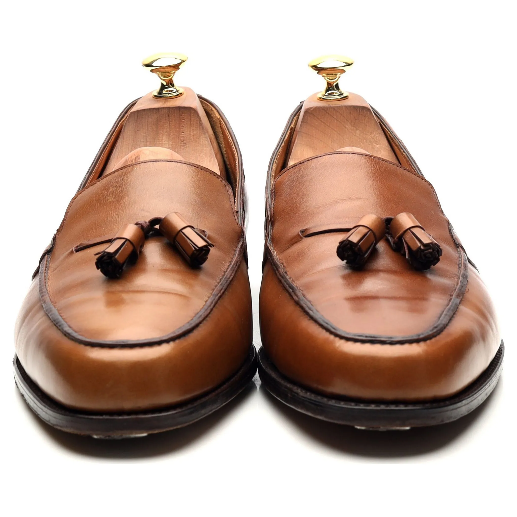 'Palumbo' Brown Leather Tassel Loafers UK 10.5 E