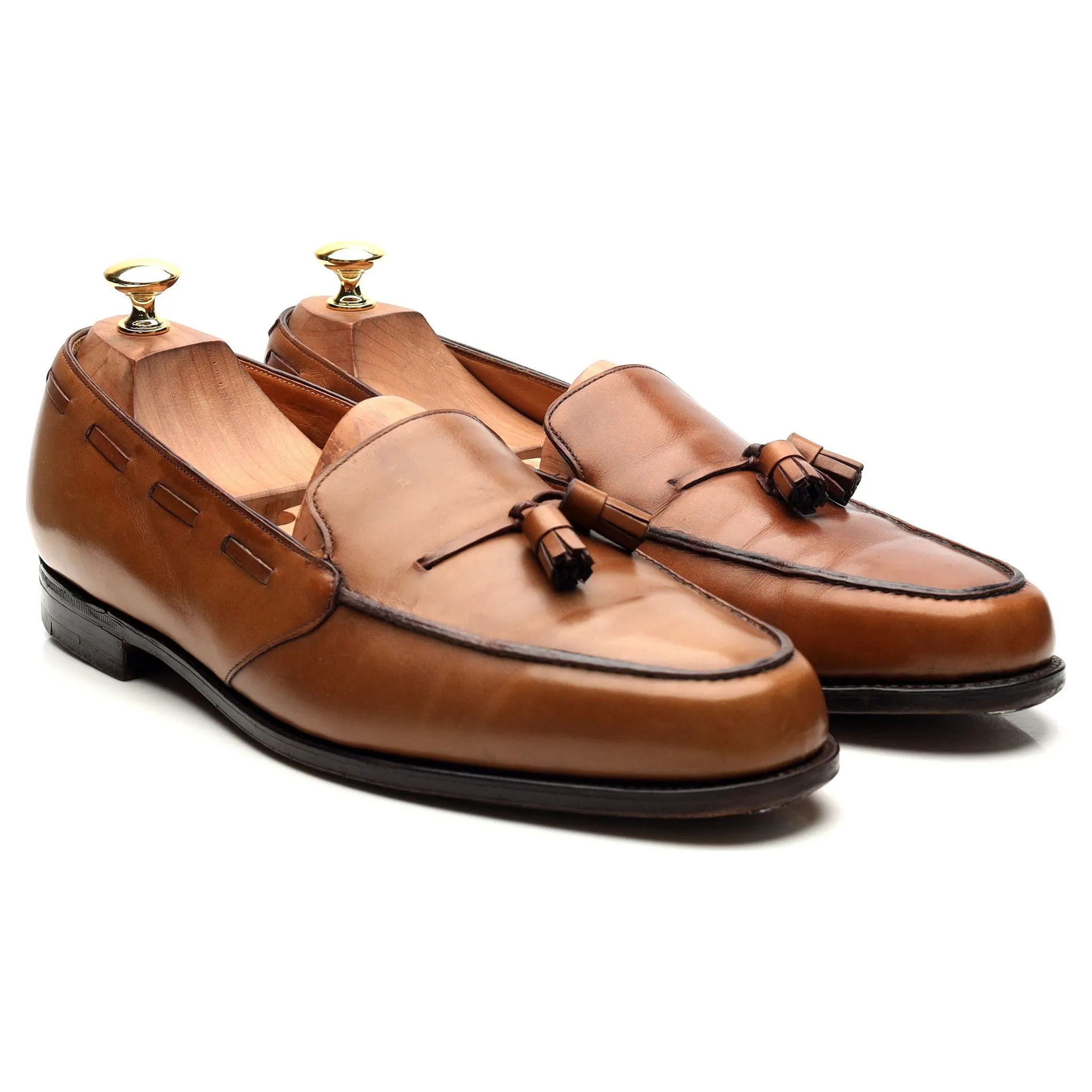 'Palumbo' Brown Leather Tassel Loafers UK 10.5 E