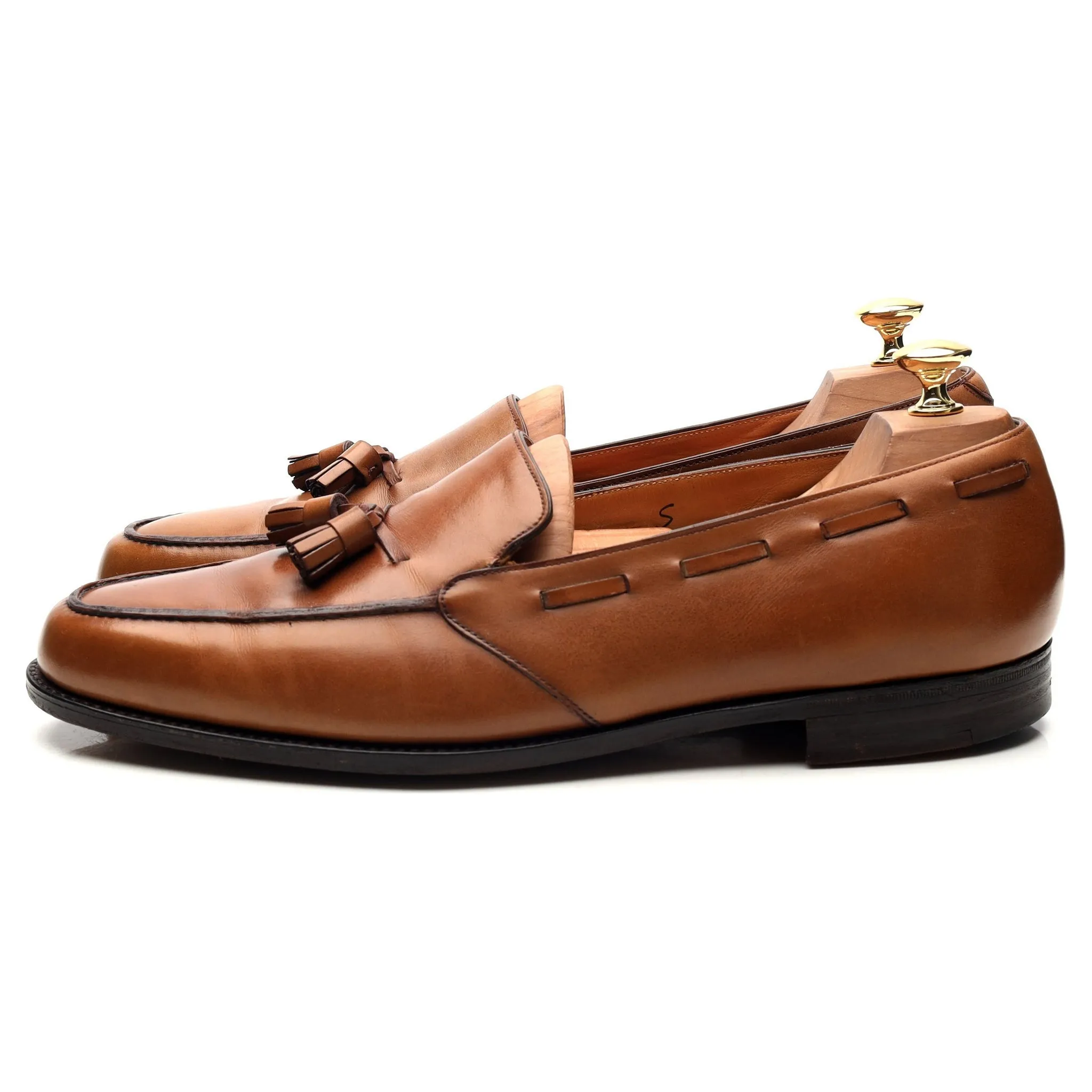 'Palumbo' Brown Leather Tassel Loafers UK 10.5 E