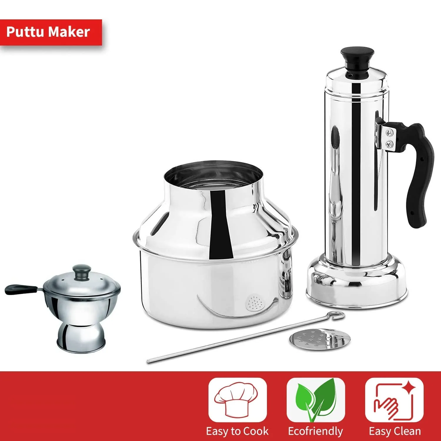 Panca Stainless Steel Puttu Maker Combo With Chiratta Puttu Maker, Puttu kudam Steel, Chiratta Puttu Kudam,Puttu Maker, Puttu Maker Steel (Pack of 1)