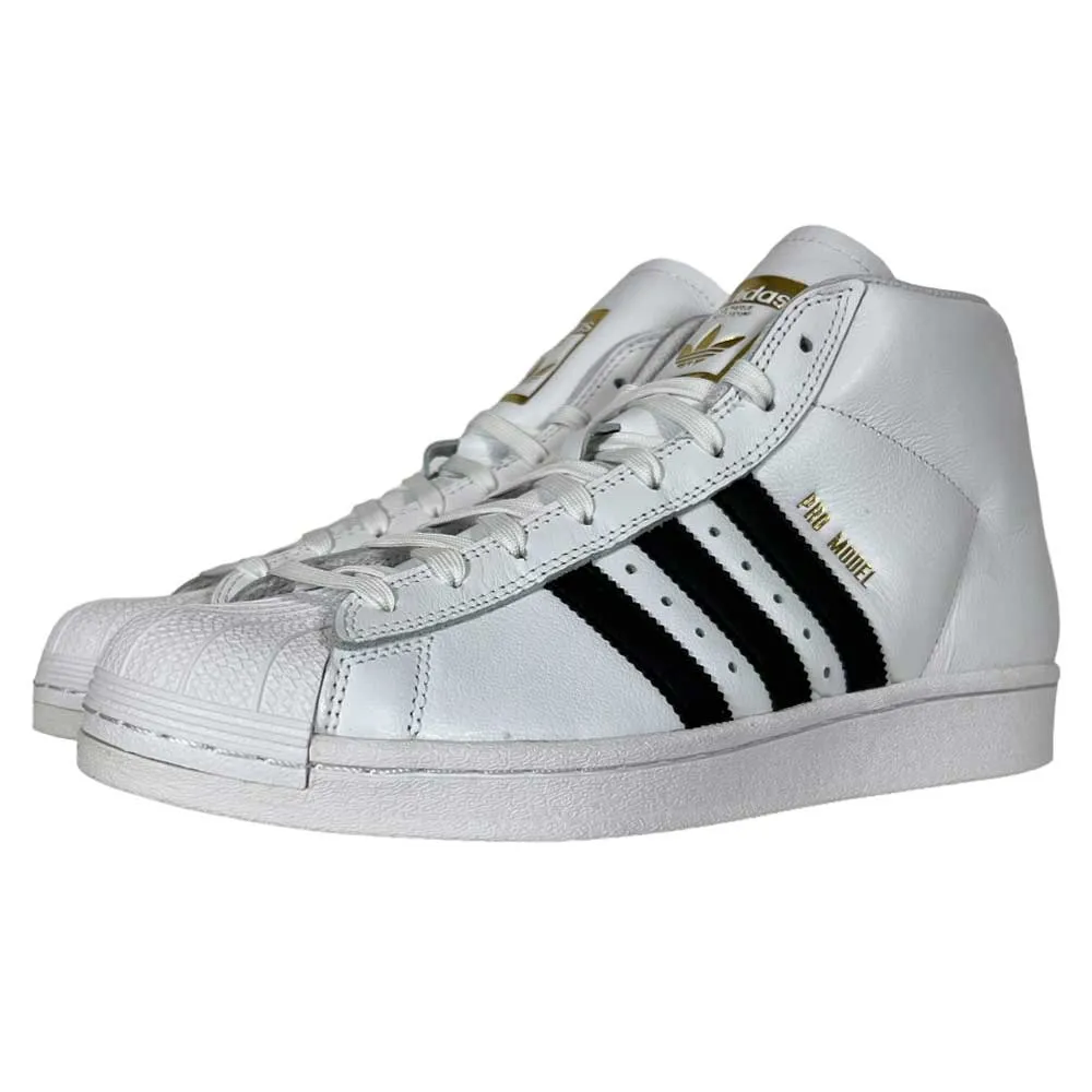 Pro Model ADV White Black Gold Adidas Skateboarding Leather Shoes