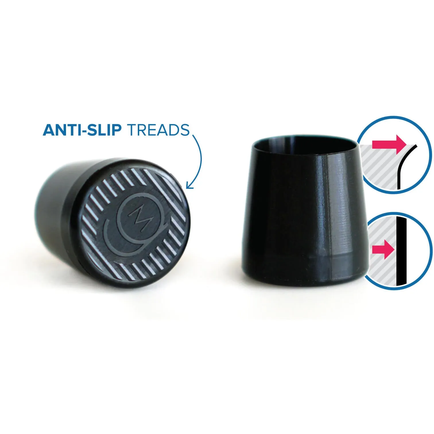 QUICK TIPS® Slip-On Heel Caps, 2 Pairs, Black or Taupe, Various Sizes