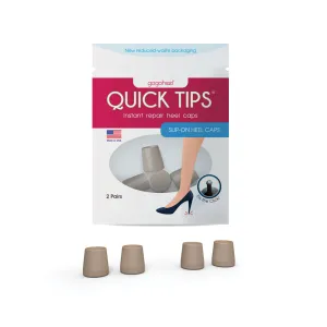 QUICK TIPS® Slip-On Heel Caps, 2 Pairs, Black or Taupe, Various Sizes