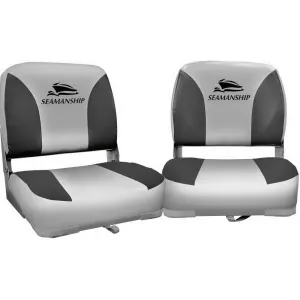 Seamanship Set of 2 Folding Swivel Boat Seats - Grey