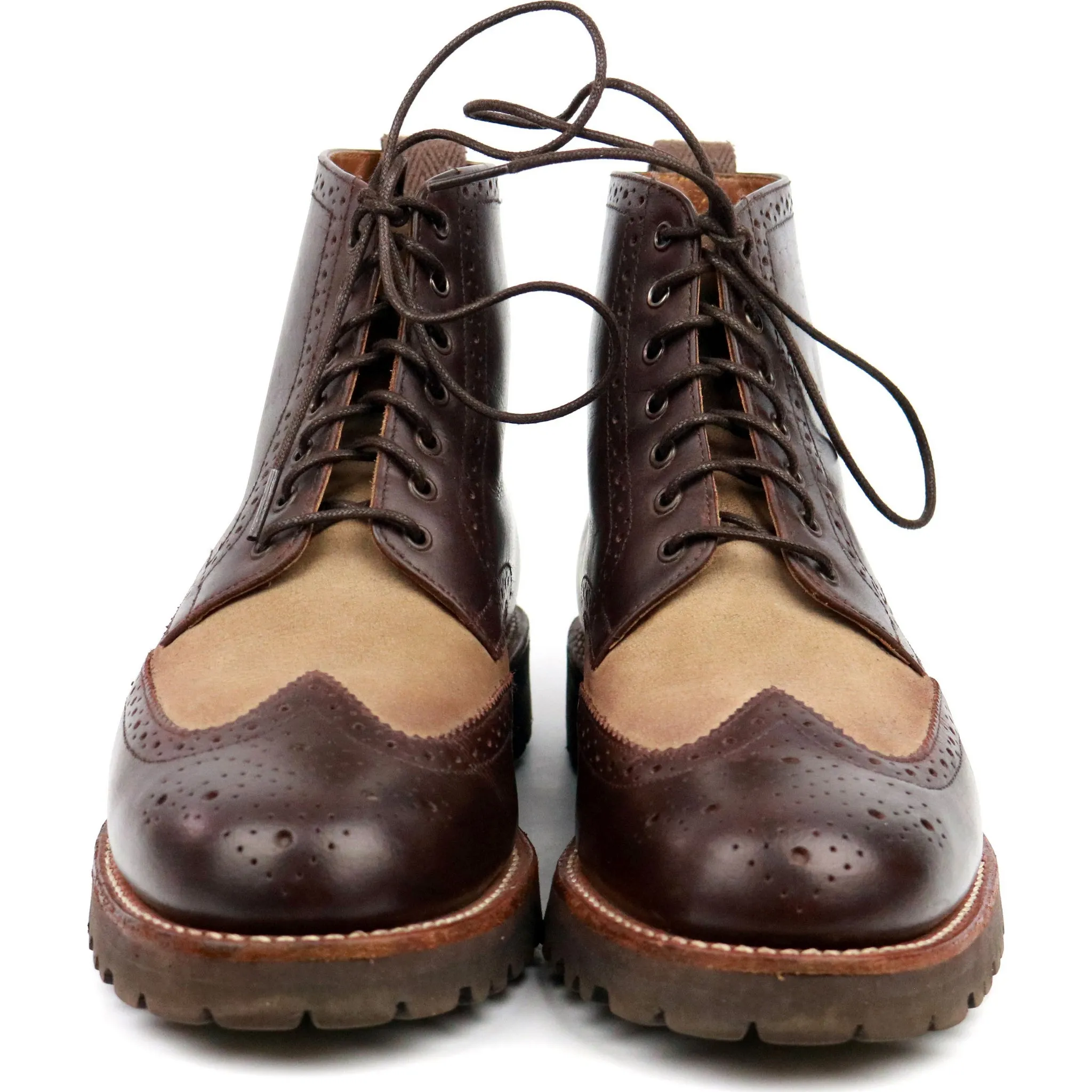 'Sharp' Brown Two Tone Leather Brogue Boots UK 6 G