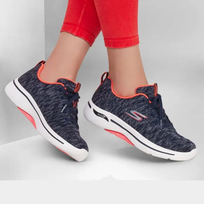 Skechers Arch Fit Lace up Trainer Glee Navy Coral