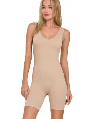 Sports Romper in Lt. Mocha by Zenana