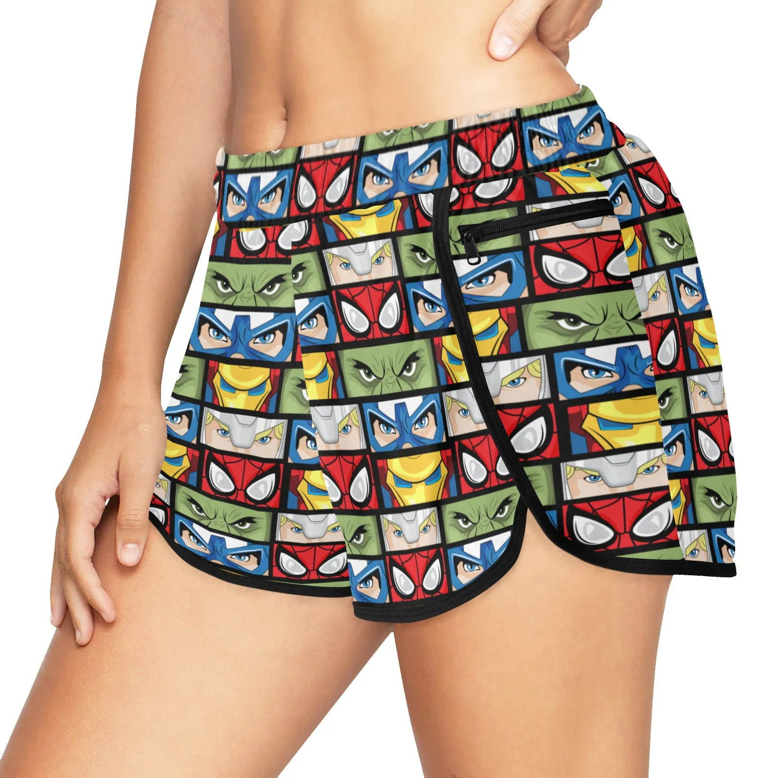 Super Heroes Eyes Women's Athletic Sports Shorts