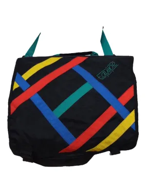 Vintage 80s Streetwear Bright Black & Multicoloured Athletic Sports Crossbody Messenger Bag