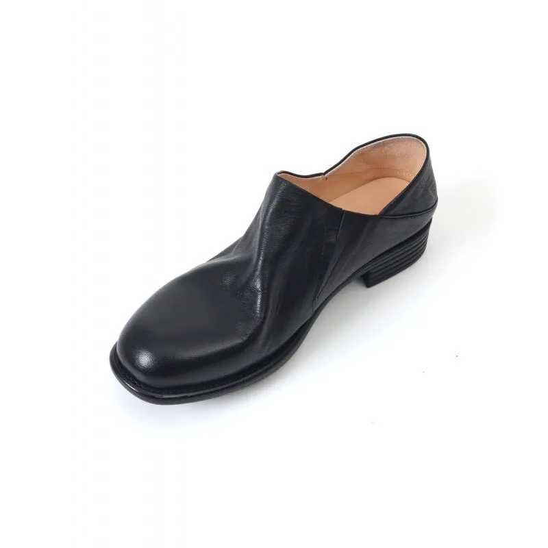 Vintage Handmade Horsehide Loafers For Women Slip On Shoes In Black/White