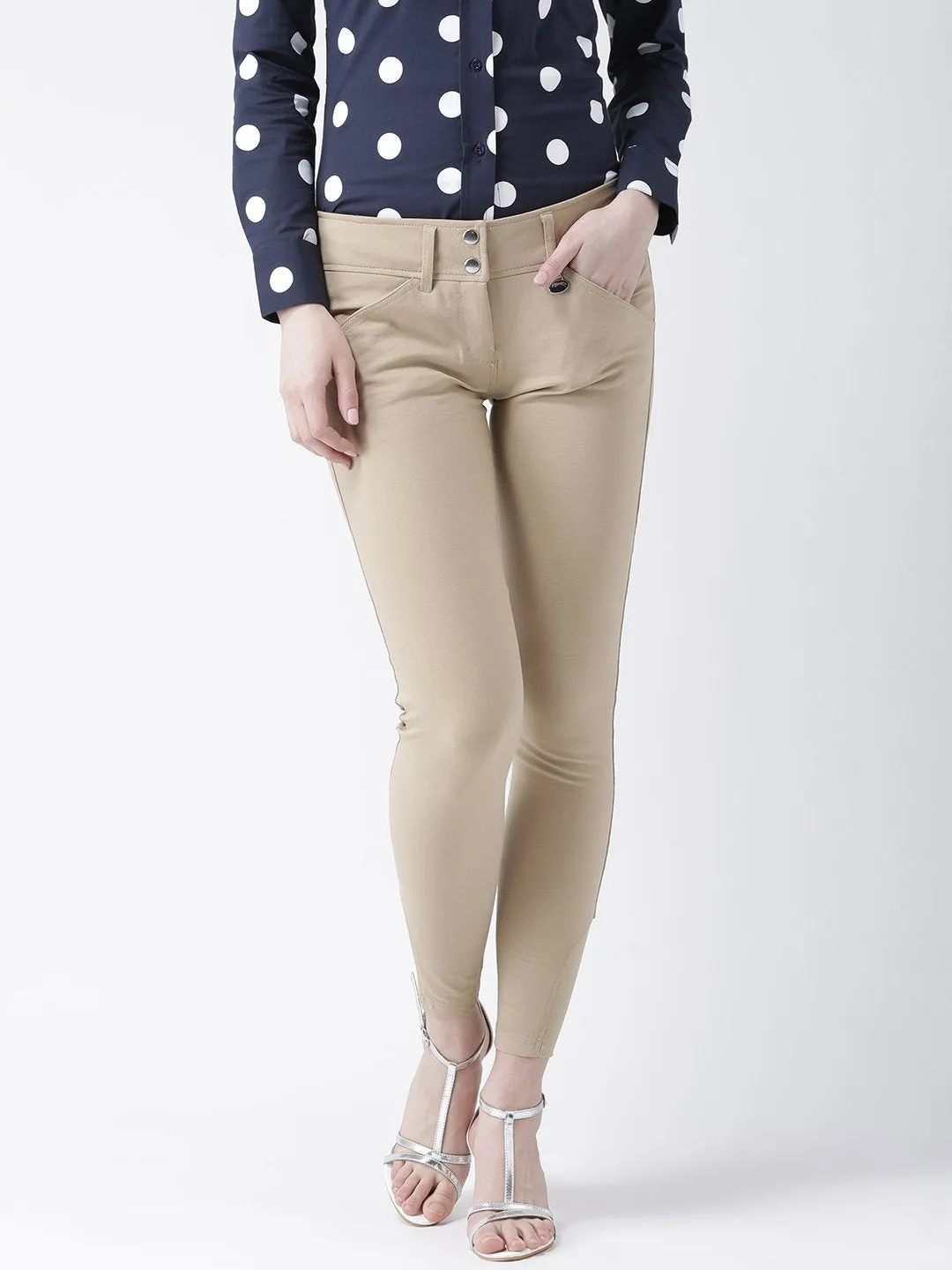 Women Beige Slim Fit Trouser