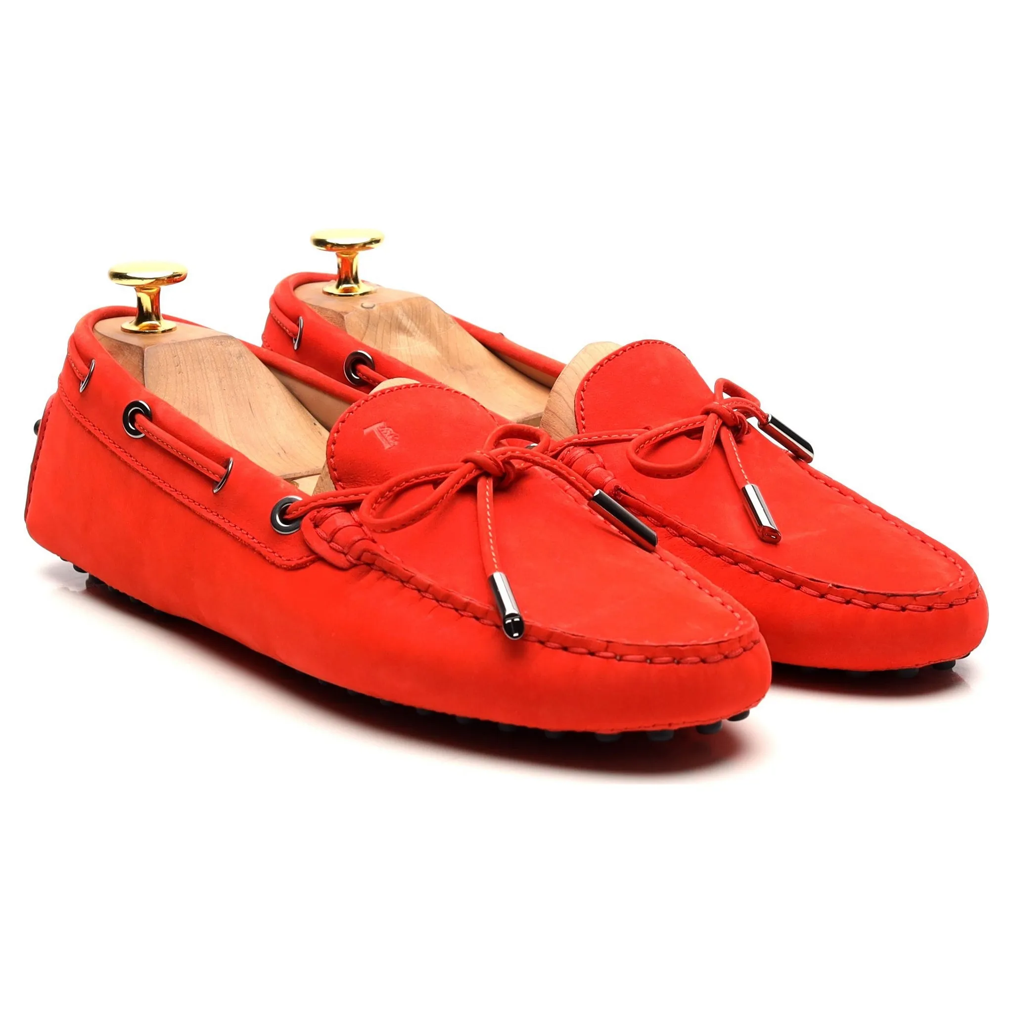 Women's Gommino Red Nubuck Leather Driving Loafers UK 5.5 EU 38.5