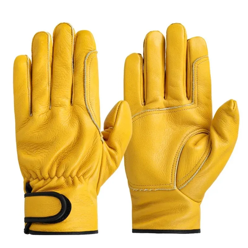 Work gloves leather workers work welding safety protection garden sports motorcycle driver wear-resistant gloves