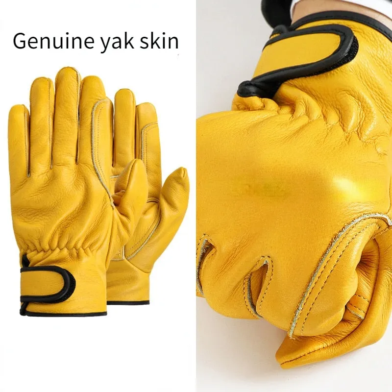 Work gloves leather workers work welding safety protection garden sports motorcycle driver wear-resistant gloves