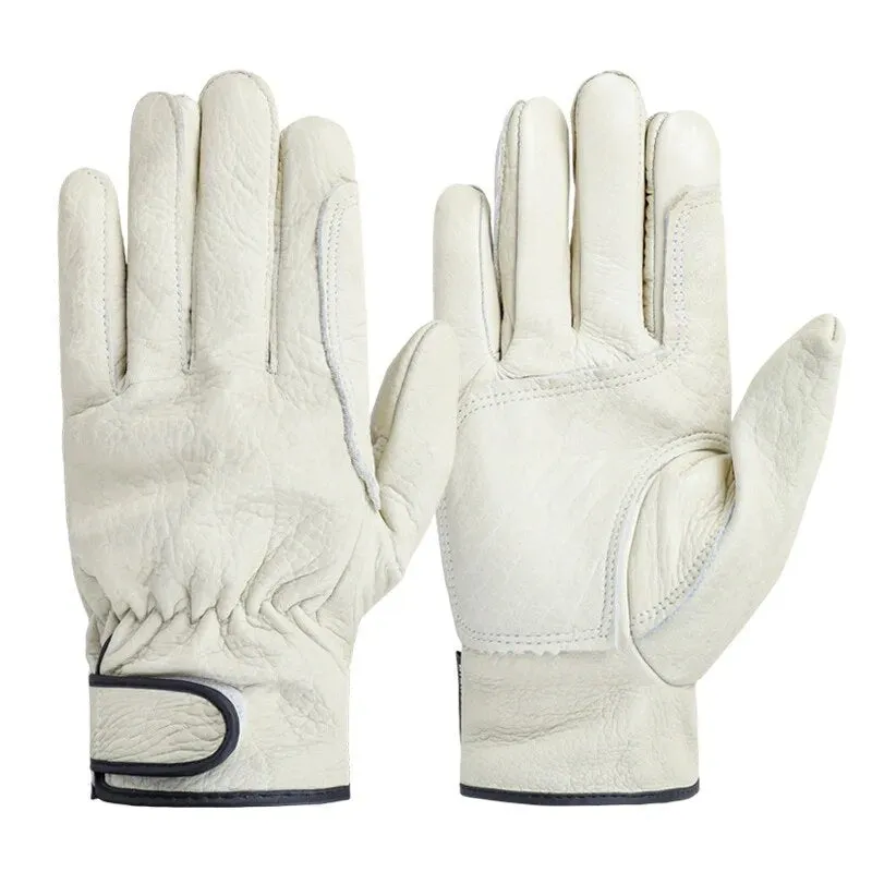 Work gloves leather workers work welding safety protection garden sports motorcycle driver wear-resistant gloves